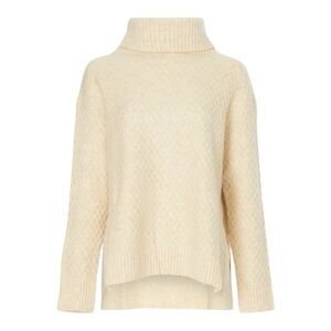 Adam Lippes Marled Turtleneck Sweater High Low Off White Cream Size Small